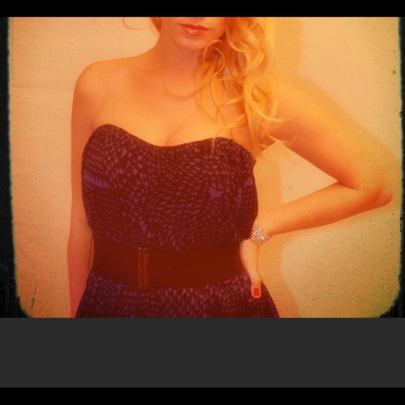 BCBG MaxAzria Purple and Black Strapless Minidress - Picture 3 of 8